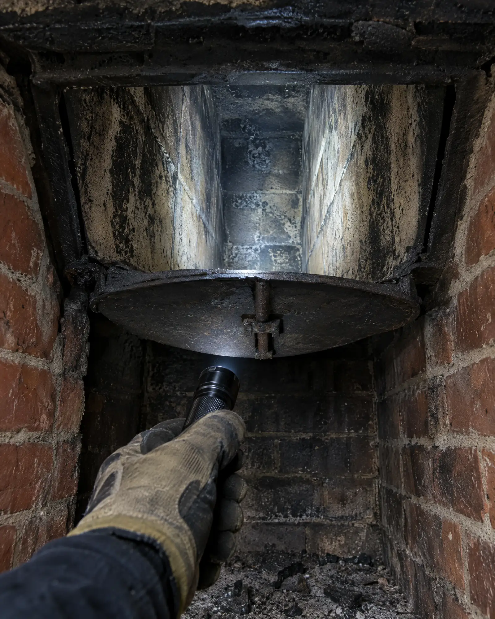 View up a clay-tile chimney flue