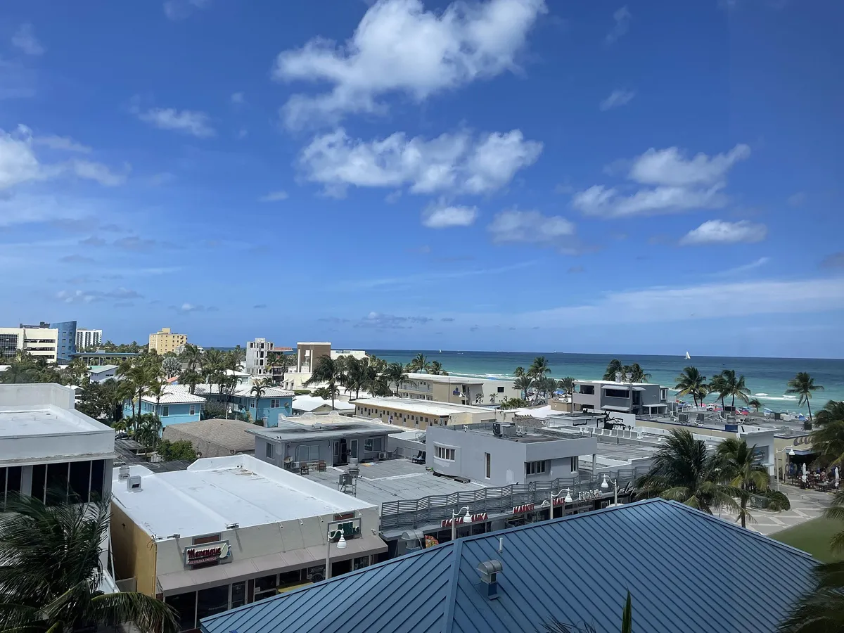 Rooftops of Hollywood with Hollywood Beach and the ocean beyond